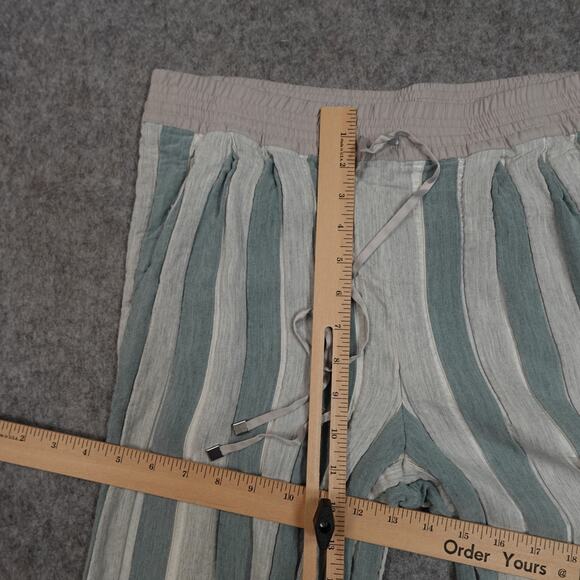 Lafayette 148 Pants Womens Medium Striped Cropped Beachy Flowy Pull On - Picture 3 of 8